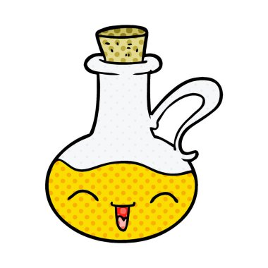 karikatür mutlu şişe zeytinyağı