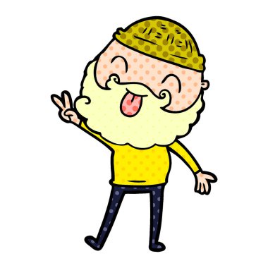 barış işareti veren sakallı