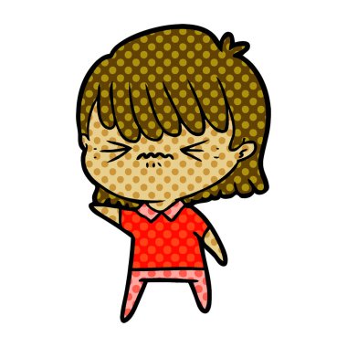 rahatsız çizgi film kız vektör çizim