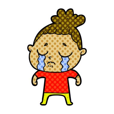 vektör çizim karikatür ağlayan kadın