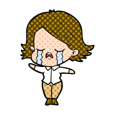 vektör çizim karikatür kız ağlıyor
