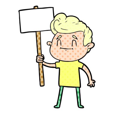 mutlu çizgi film adam işareti ile