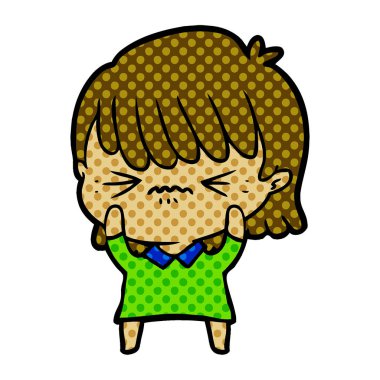 rahatsız çizgi film kız vektör çizim