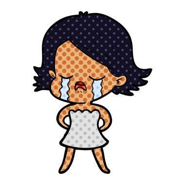 vektör çizim karikatür kız ağlıyor