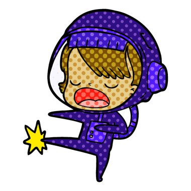 çizgi film astronot kadın tekme