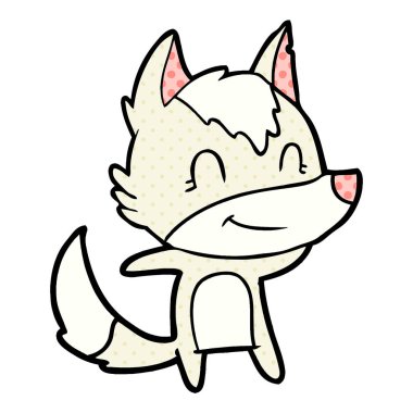 vektör çizim dostu karikatür kurt