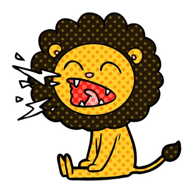 vektör çizim karikatür kükreyen aslan