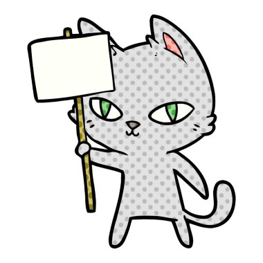 işareti sallayarak karikatür kedi 