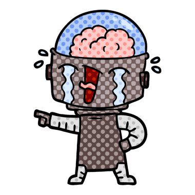 Robot işaret ağlıyor çizgi film