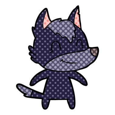 vektör çizim dostu karikatür kurt