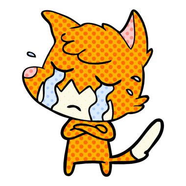 Tilki çizgi film ağlama vektör çizim