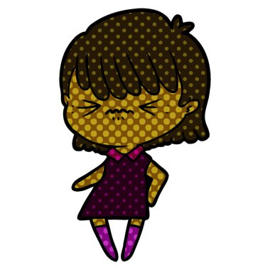 rahatsız çizgi film kız vektör çizim