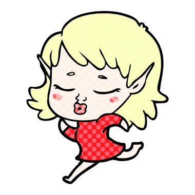 kaçan güzel karikatür elf kız