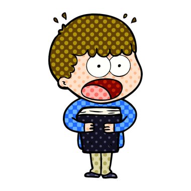 bir kitapla şok adam çizgi film