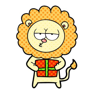 hediye ile karikatür sıkılmış aslan