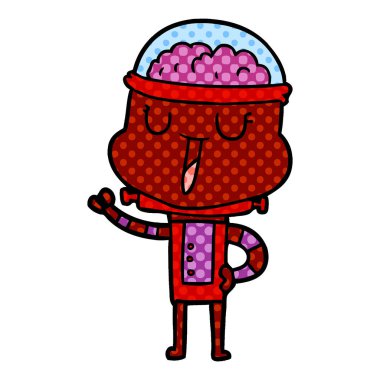 mutlu karikatür robot vektör çizim