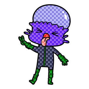 garip karikatür uzaylı vektör çizim