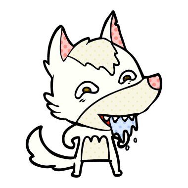 vektör çizim karikatür aç kurt