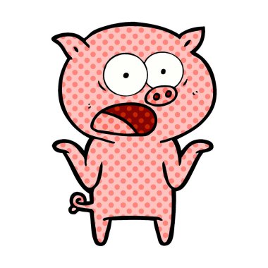 vektör çizim karikatür domuz bağırarak