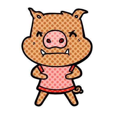 kızgın çizgi film domuz vektör çizim