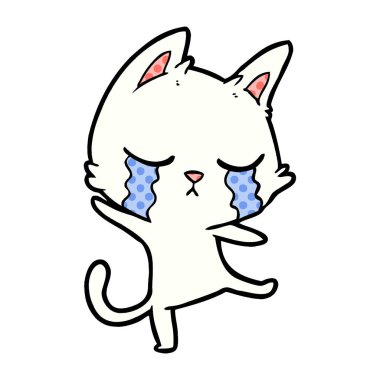 vektör çizim karikatür kedi ağlama