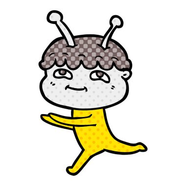 çalışan dostu karikatür uzay adamı