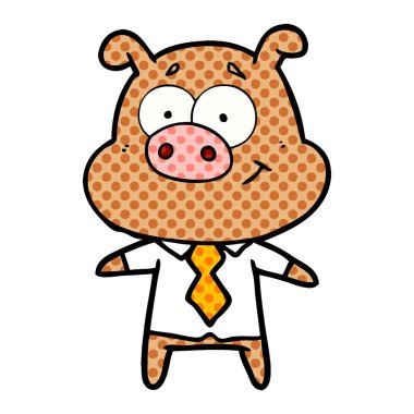 mutlu karikatür domuz vektör çizim