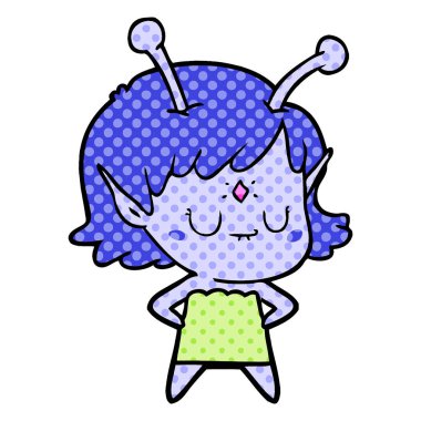 vektör çizim karikatür uzaylı kız