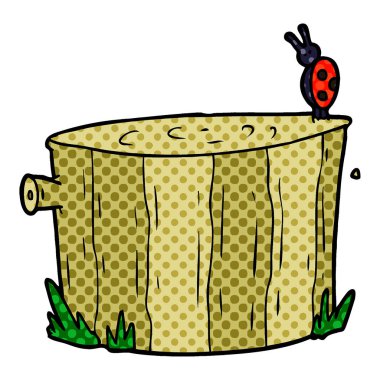 Vektör çizim karikatür ağaç kütüğü