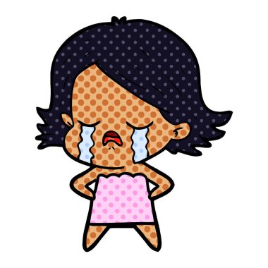 vektör çizim karikatür kız ağlıyor