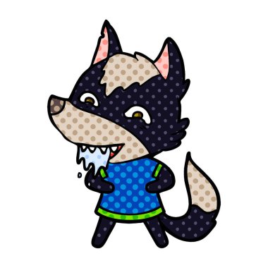 vektör çizim karikatür aç kurt