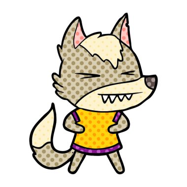 vektör çizim öfkeli wolf çizgi film