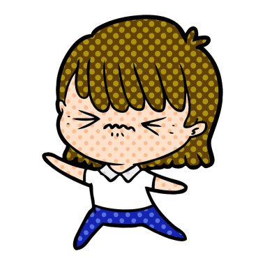 rahatsız çizgi film kız vektör çizim