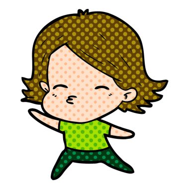 Çizgi filmdeki kadının vektör çizimi