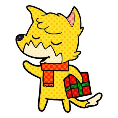 Dostu karikatür fox Noel hediyesi ile