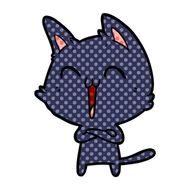 vektör çizim karikatür mutlu kedi