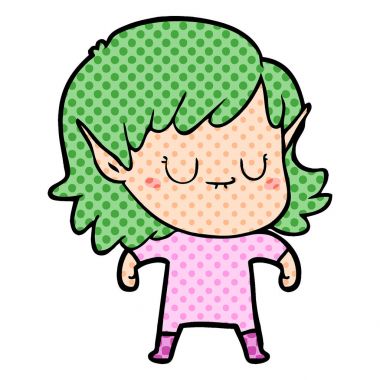 mutlu karikatür elf kızı