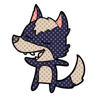 vektör çizim karikatür kurt gülen