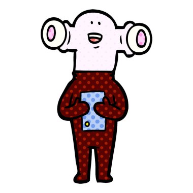 Dostu karikatür uzaylı vektör çizim