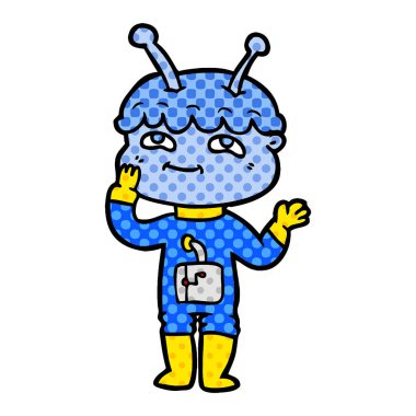 vektör çizim karikatür uzay adamı