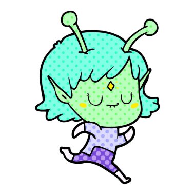 vektör çizim karikatür uzaylı kız