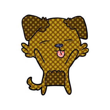 Çizgi filmdeki köpek dilini çıkartıyor.