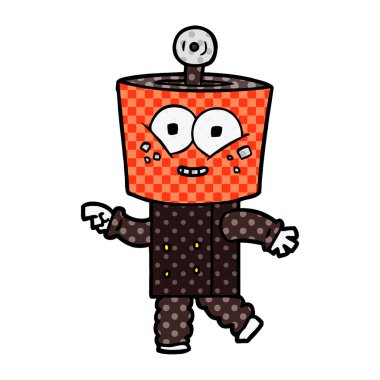 mutlu karikatür robot vektör çizim
