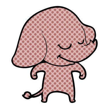 vektör çizim karikatür fil gülümseyen