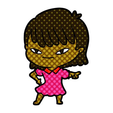 Çizgi filmdeki kadının vektör çizimi