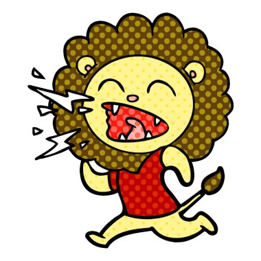 vektör çizim karikatür kükreyen aslan