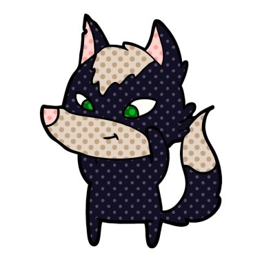 vektör çizim dostu karikatür kurt