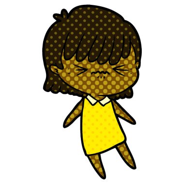 rahatsız çizgi film kız vektör çizim