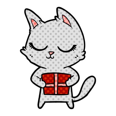 Sakin karikatür kedi vektör çizim