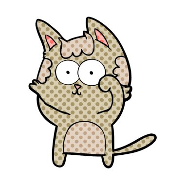 vektör çizim karikatür mutlu kedi